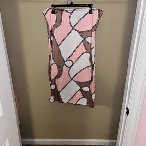 SHEIN Pink and Brown Strapless Dress